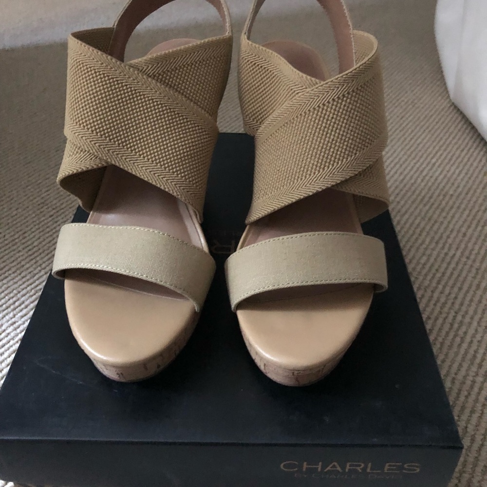 Charles tan summer wedges